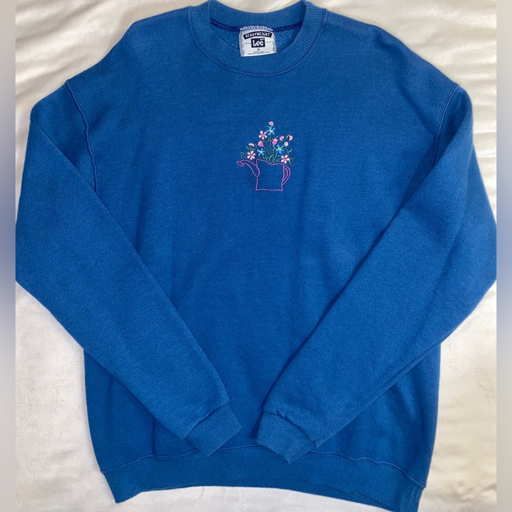 Vintage Lee Embroidered Flower Pot Crewneck